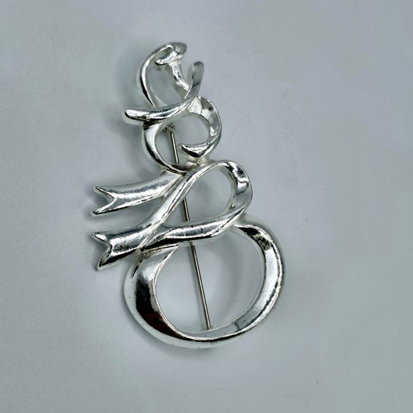 Snowman Brooch Vintage Silver Tone Ribbon Winter Christmas Holiday Statement Pin - Picture 1 of 6